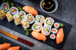 Japanese,Sushi,Food.,Maki,Ands,Rolls,With,Tuna,,Salmon,,Shrimp,